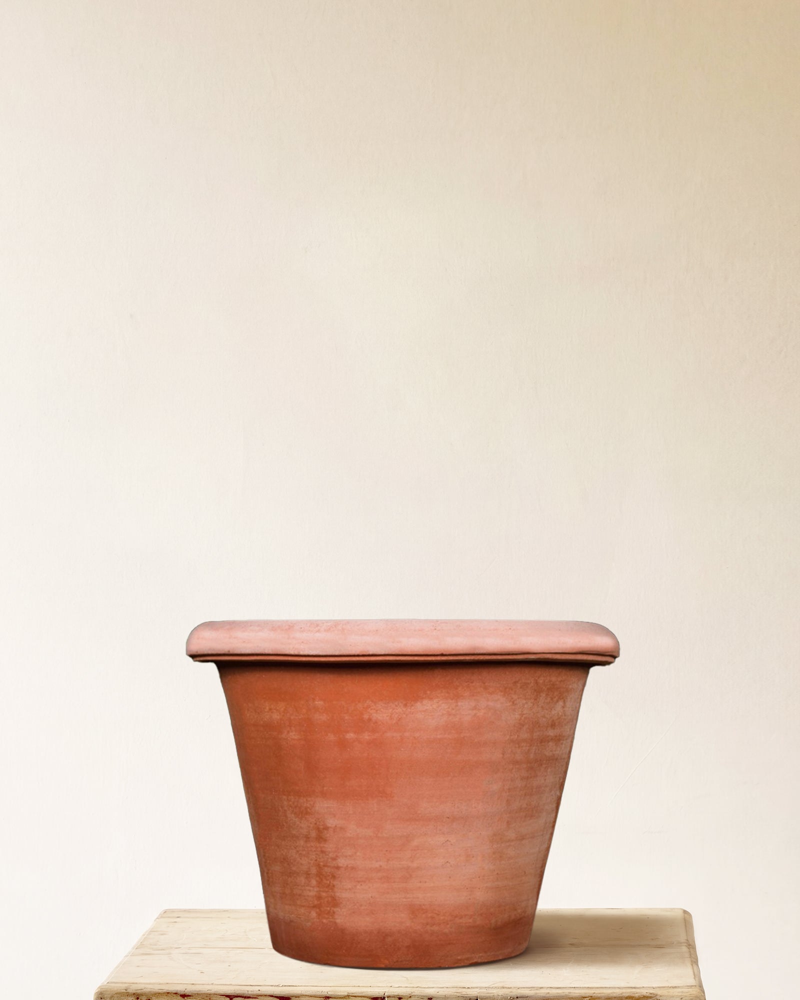 Italian terracotta conical planter, plain form, made in Impruneta, 24" x 22"