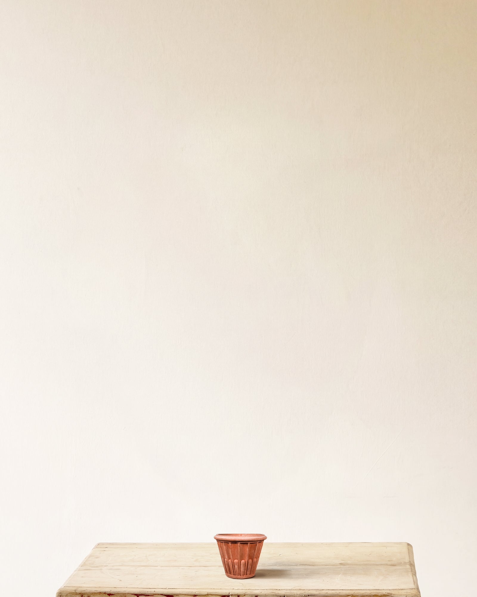Italian terracotta planter with vertical fluting, made in Impruneta, 5" x 5"